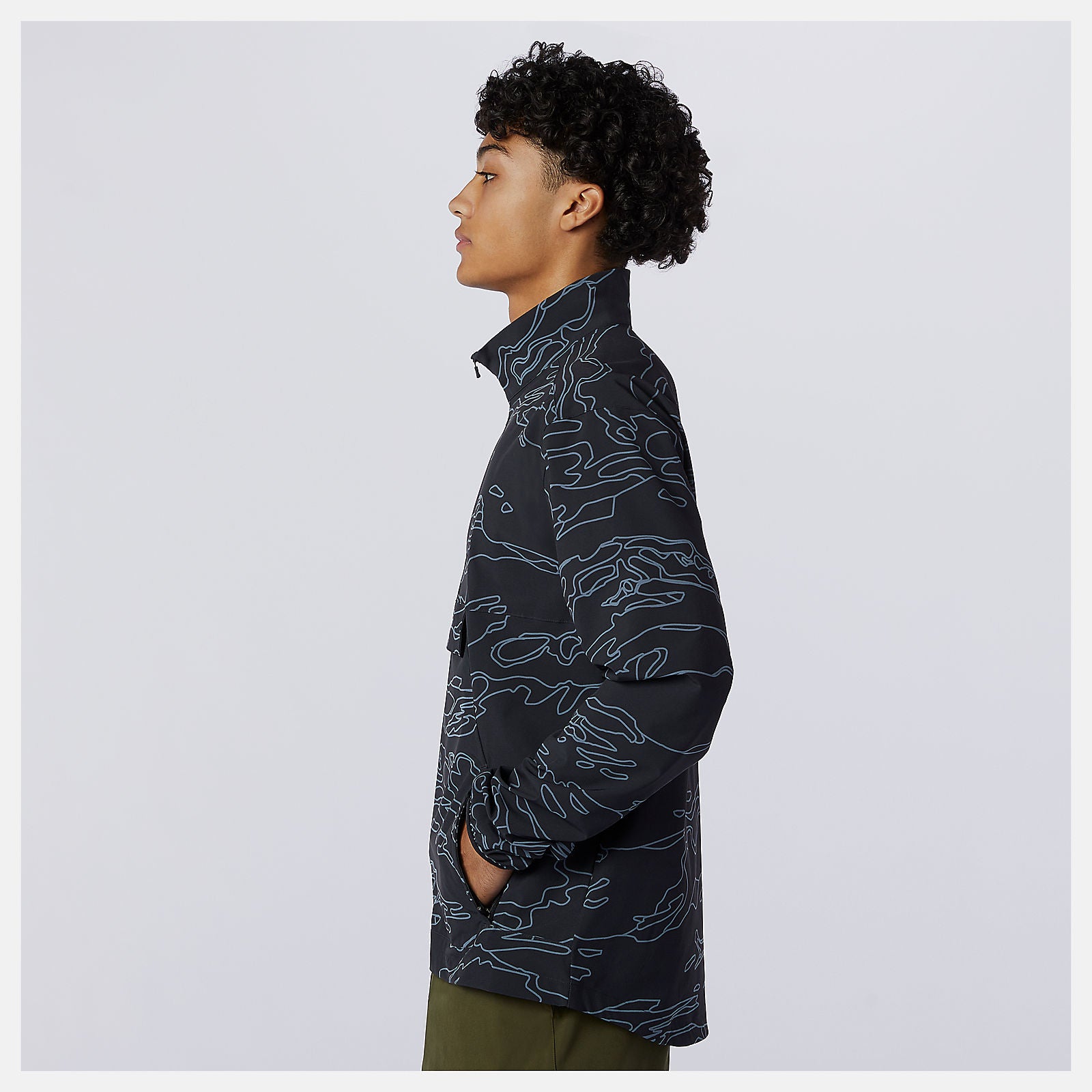 Black Print Fortitech Printed Woven Pullover New Balance Clothing