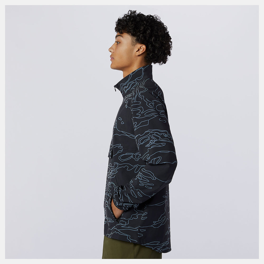 Black Print Fortitech Printed Woven Pullover New Balance Clothing