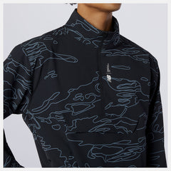 Black Print Fortitech Printed Woven Pullover New Balance Clothing