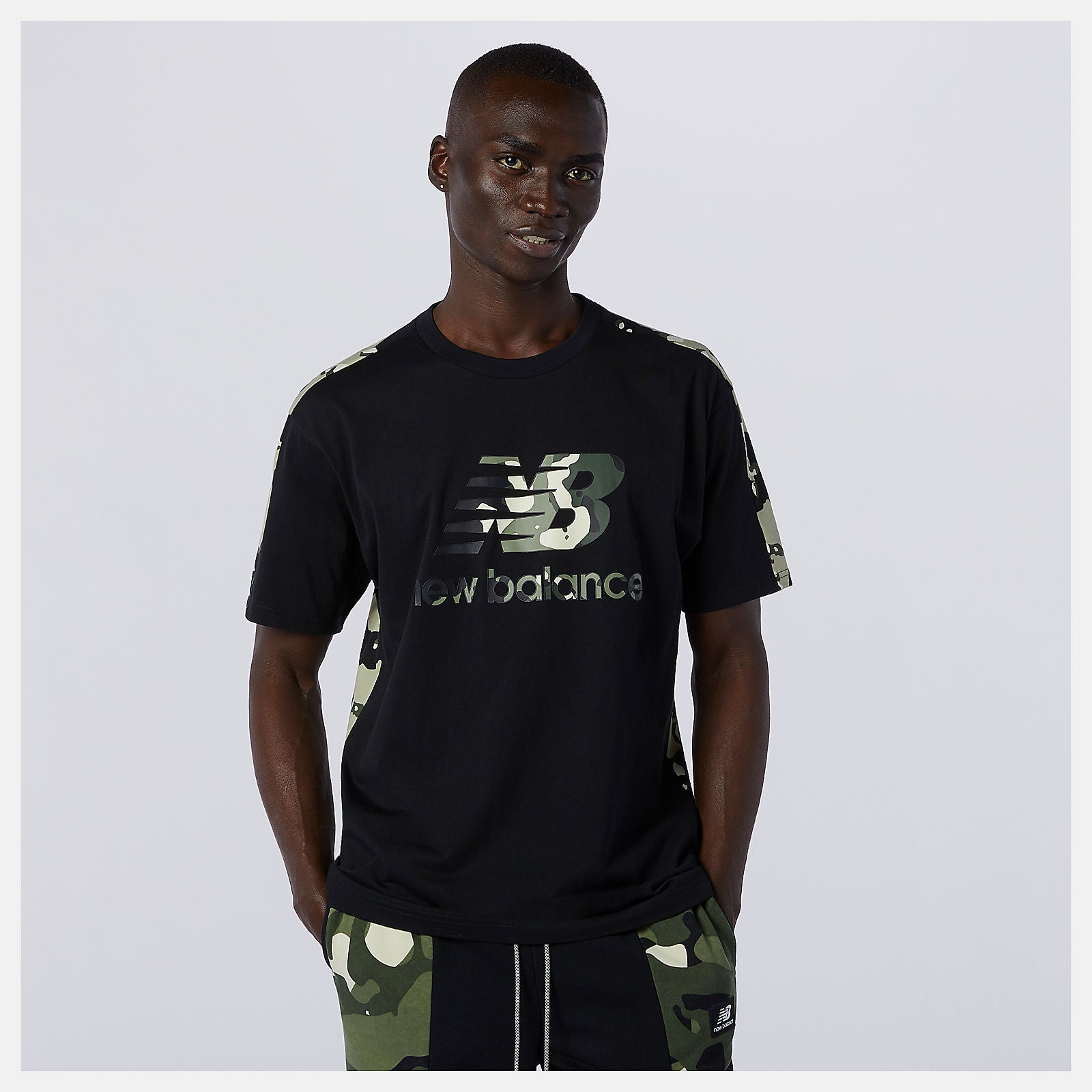 Black Multi NB Essential Camo Tee New Balance Clothing
