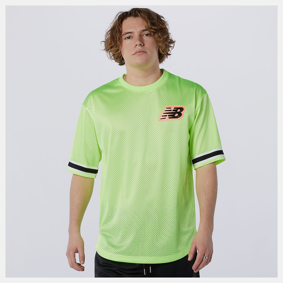 Bleached Lime Glo NB Athletics Psy Varsity Mesh Tee New Balance Clothing