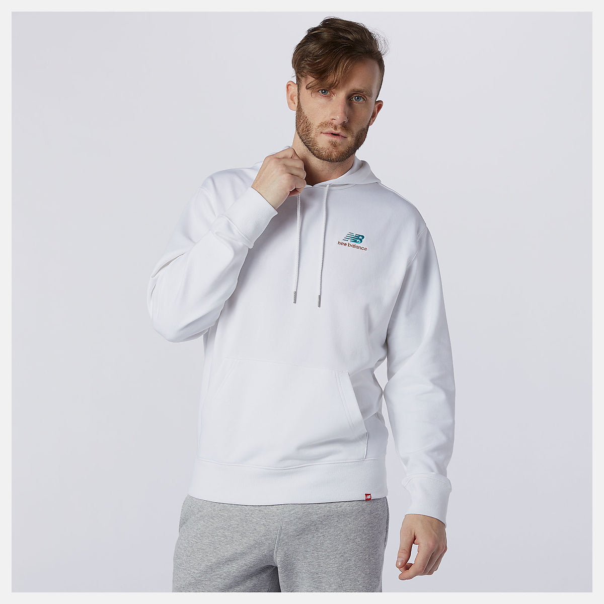 White NB Essentials Embroidered Hoodie New Balance Clothing