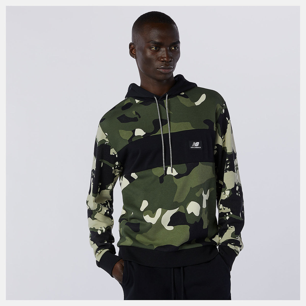 Black/Magnet NB Essentials Fleece Camo Hoodie New Balance Clothing