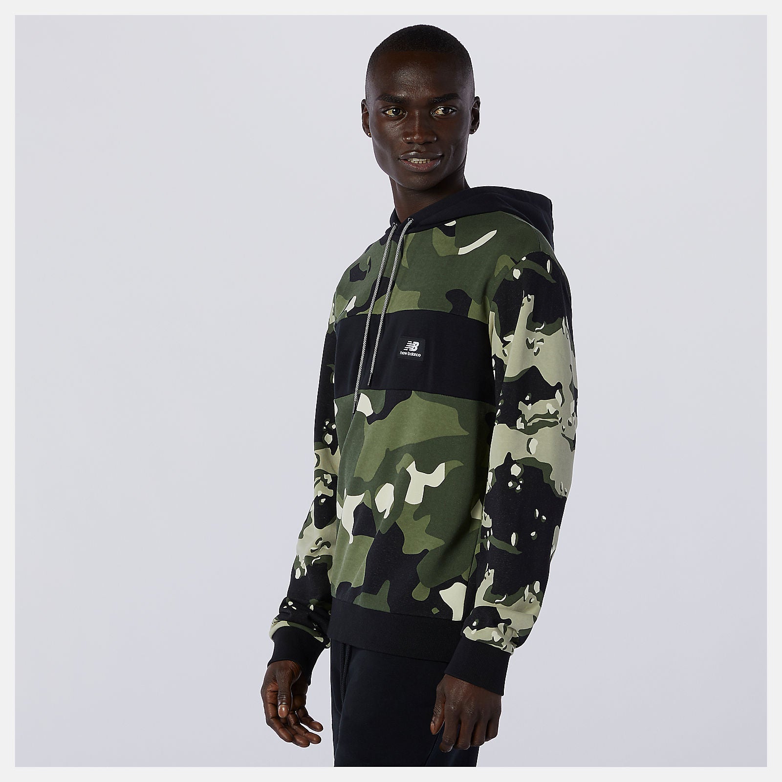Black/Magnet NB Essentials Fleece Camo Hoodie New Balance Clothing