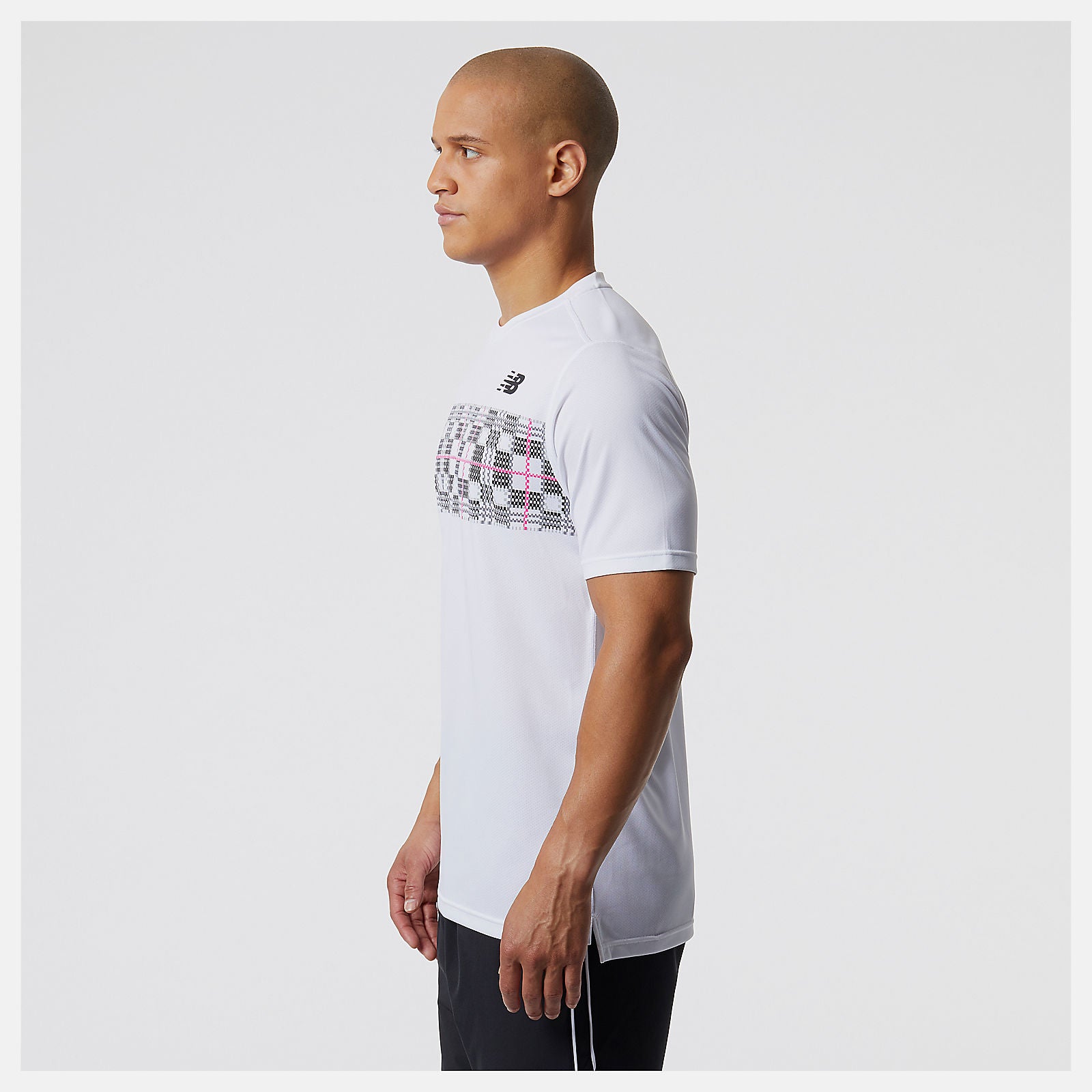 White/Black Printed Tournament Crew New Balance Clothing