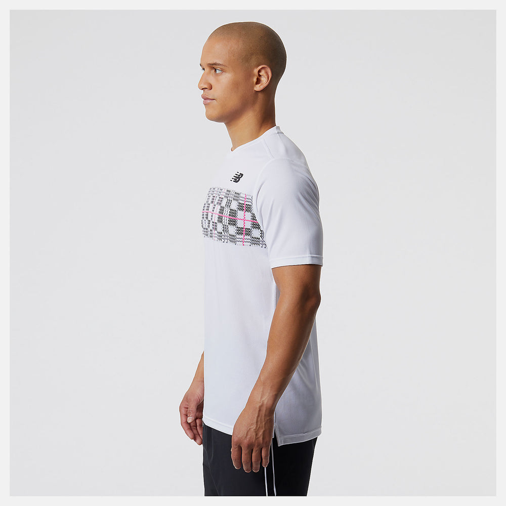 White/Black Printed Tournament Crew New Balance Clothing