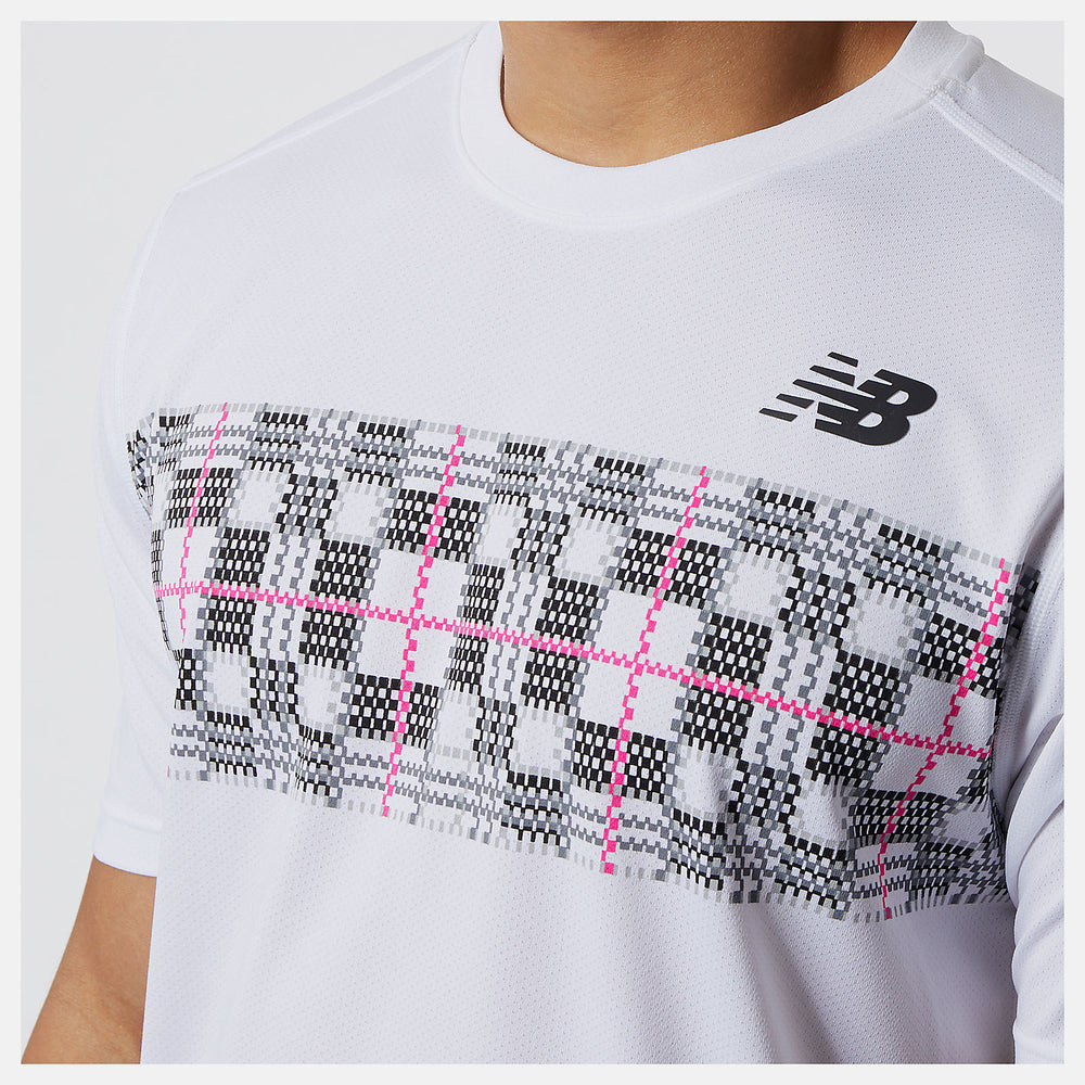 White/Black Printed Tournament Crew New Balance Clothing