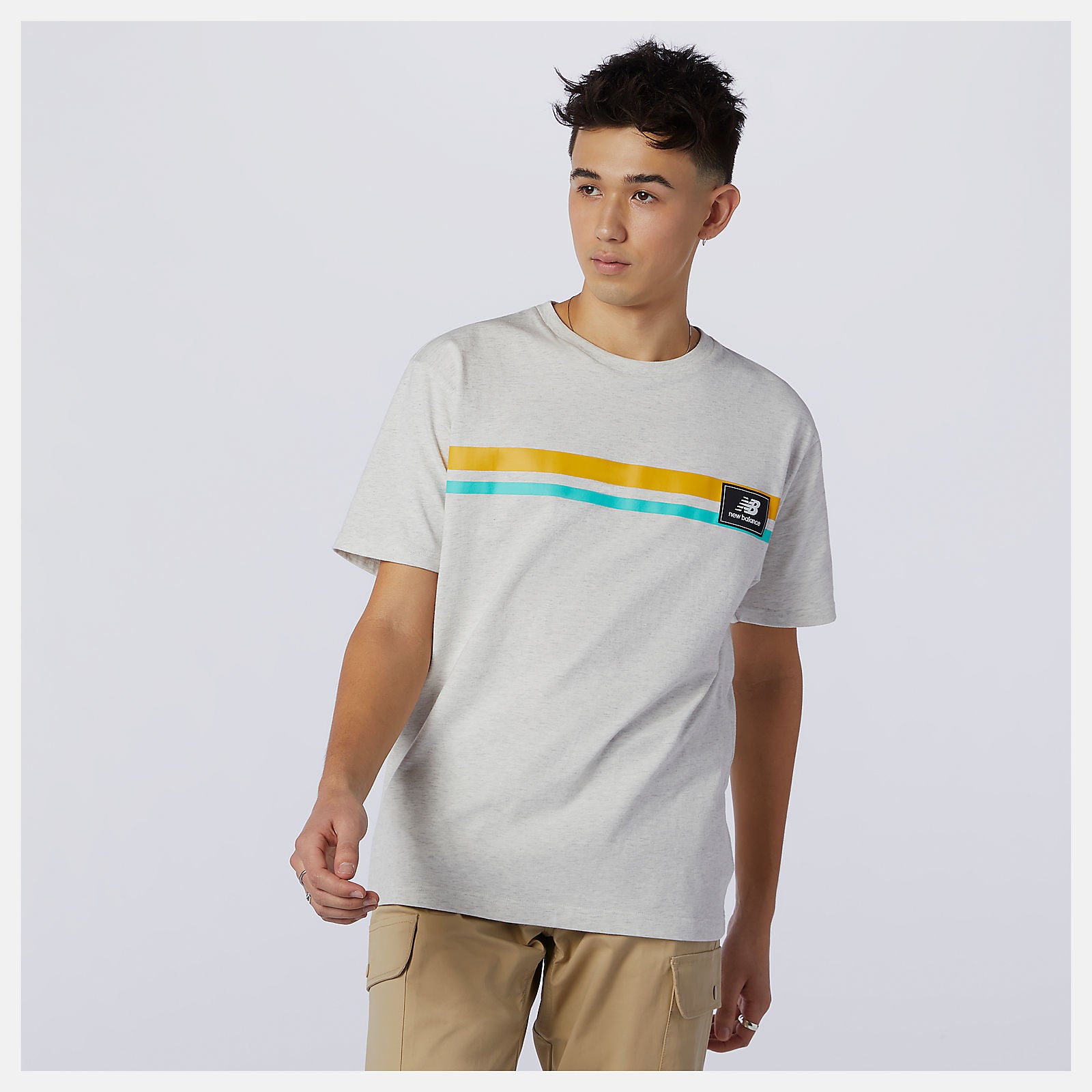 Sea Salt Heather NB Athletics Higher Learning Badge Tee New Balance Clothing