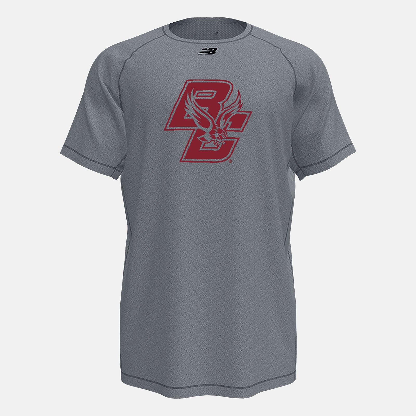 Med Heather Grey Raglan Tech Tee(Boston College) New Balance Clothing