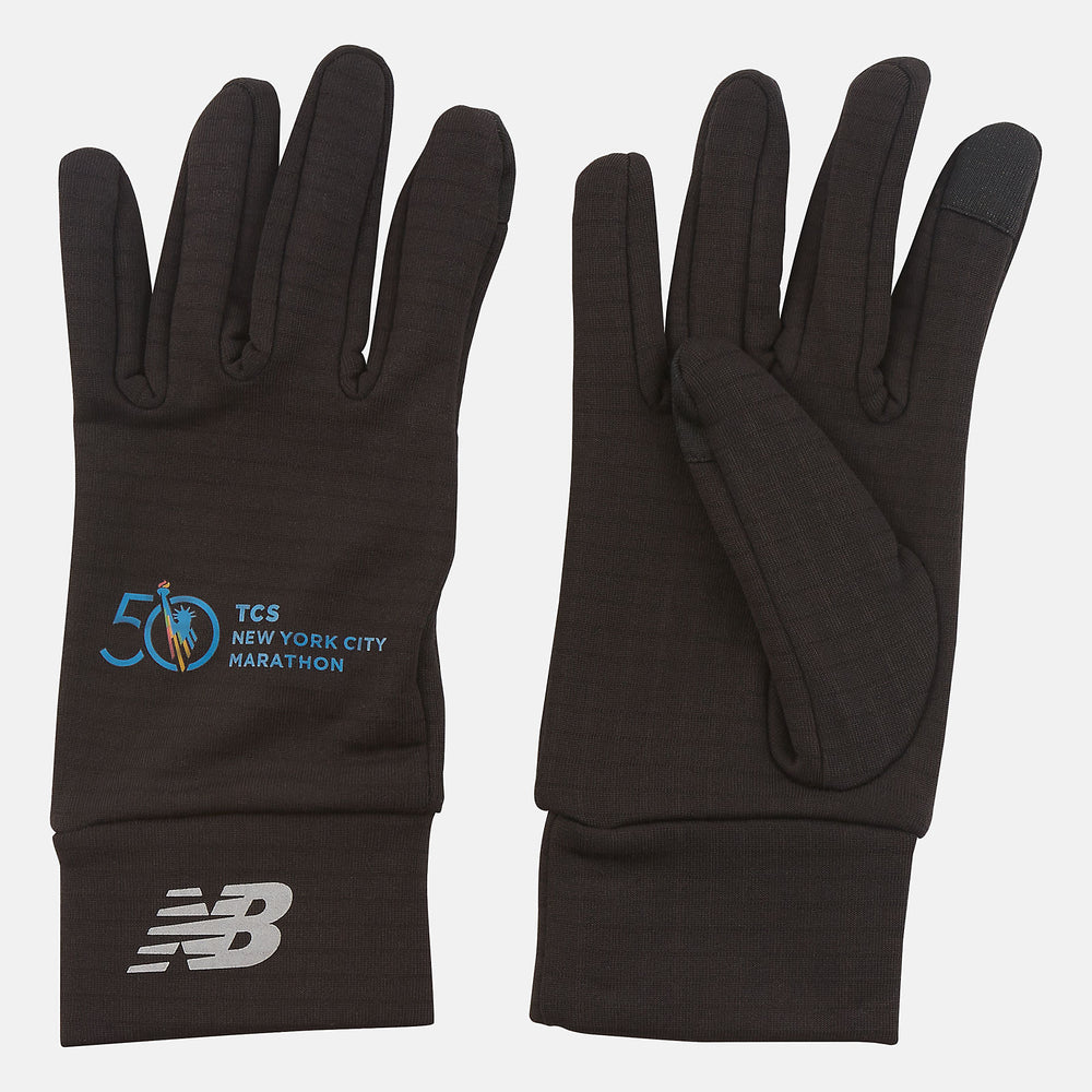 Black Marathon Heavyweight Grid Fleece Gloves New Balance Accessories
