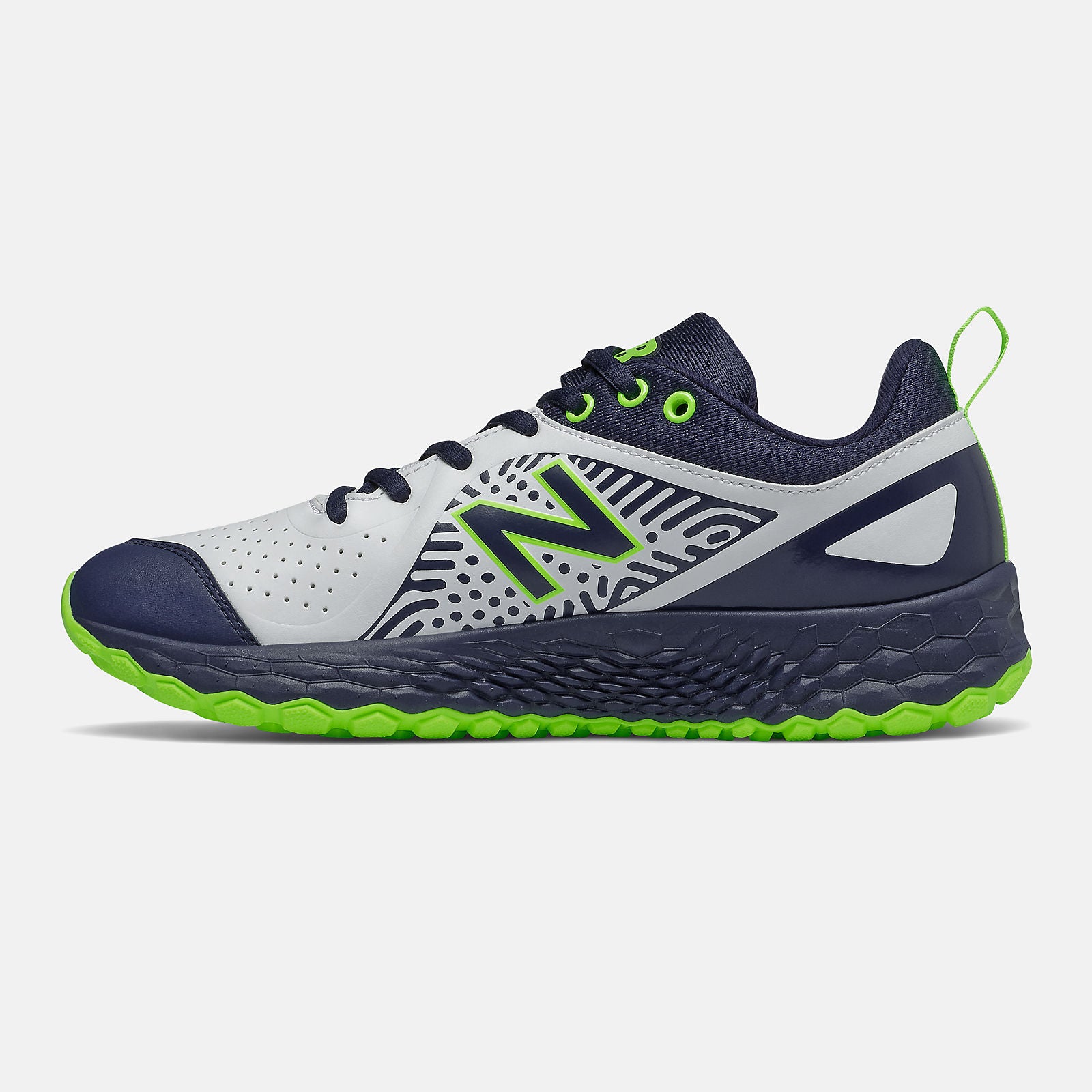 Team Navy/Lime Green and White Fresh Foam Velo v2 Turf New Balance Shoes