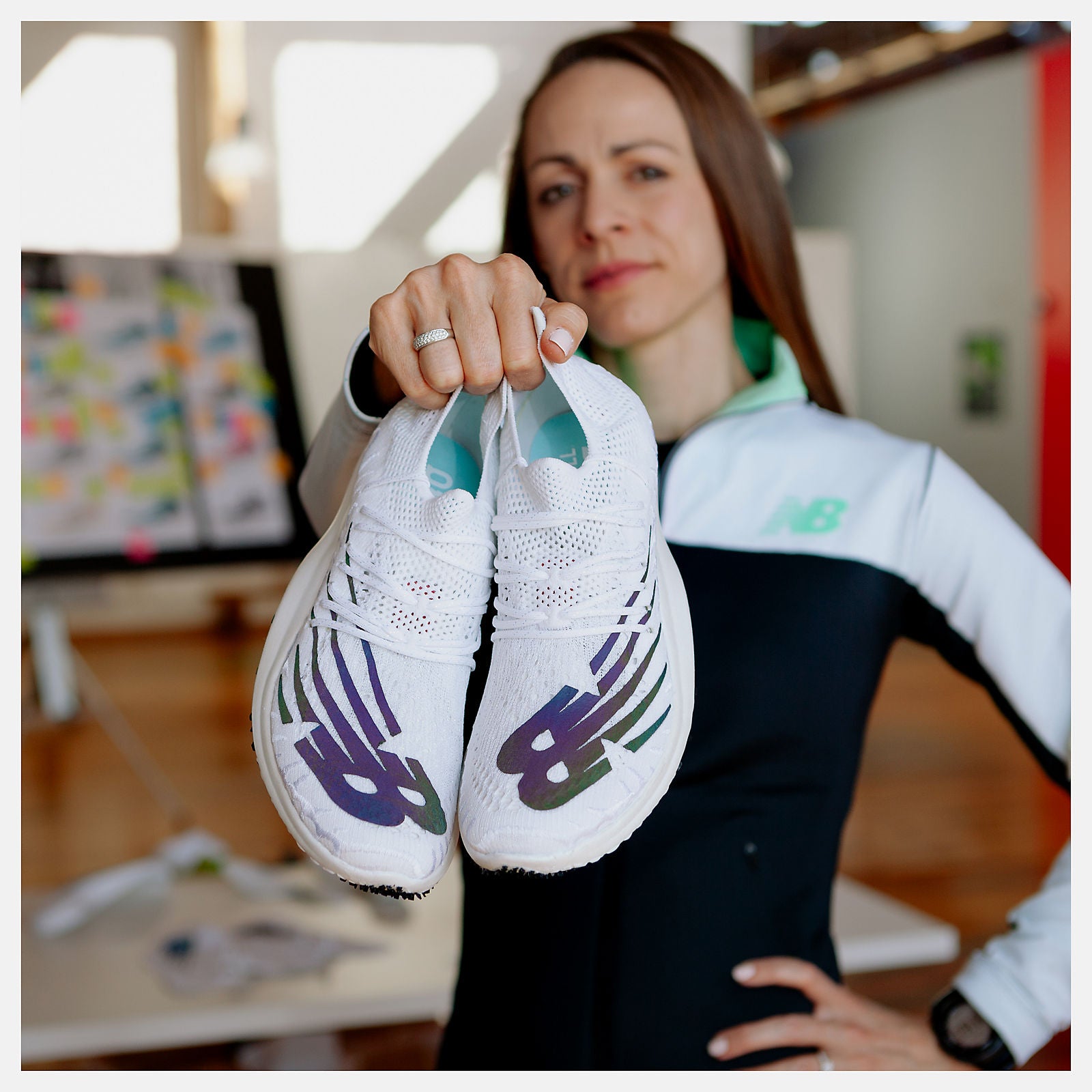 White/Black and Iridescent Women's FuelCell 5280 New Balance Shoes