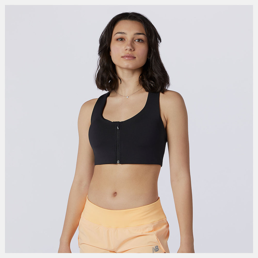 Black NB Power X Zip Front Bra New Balance Clothing