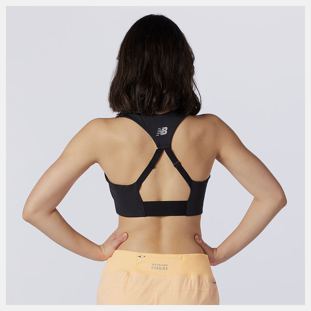 Black NB Power X Zip Front Bra New Balance Clothing