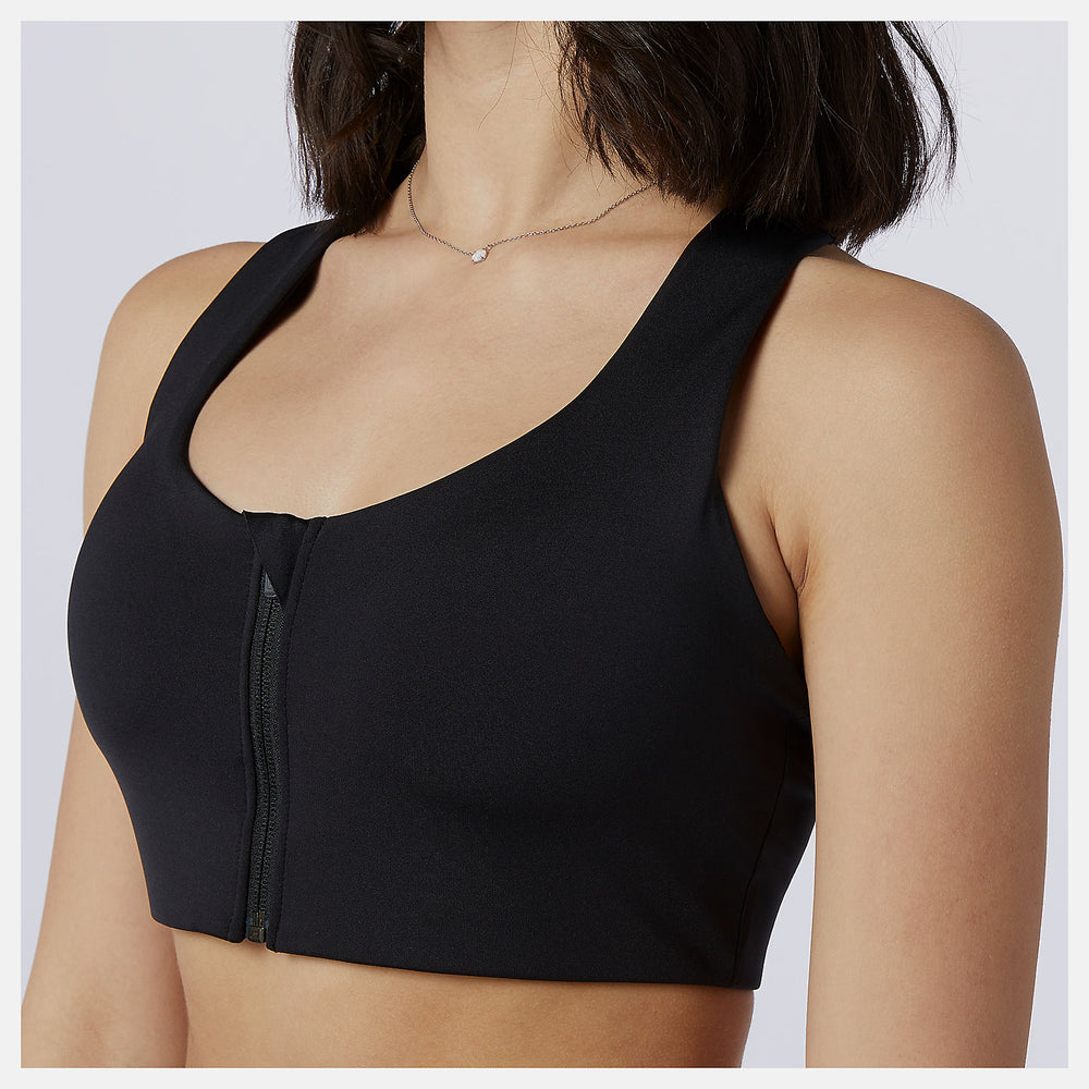 Black NB Power X Zip Front Bra New Balance Clothing