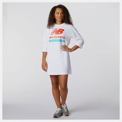 White NB Essentials Field Day Crew Fleece Dress New Balance Clothing