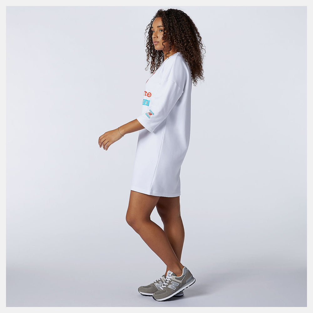 White NB Essentials Field Day Crew Fleece Dress New Balance Clothing