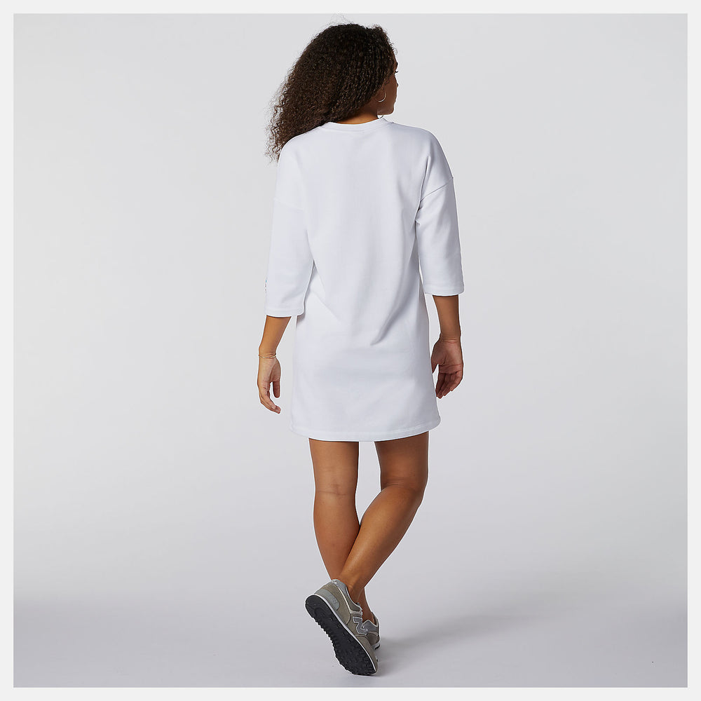 White NB Essentials Field Day Crew Fleece Dress New Balance Clothing