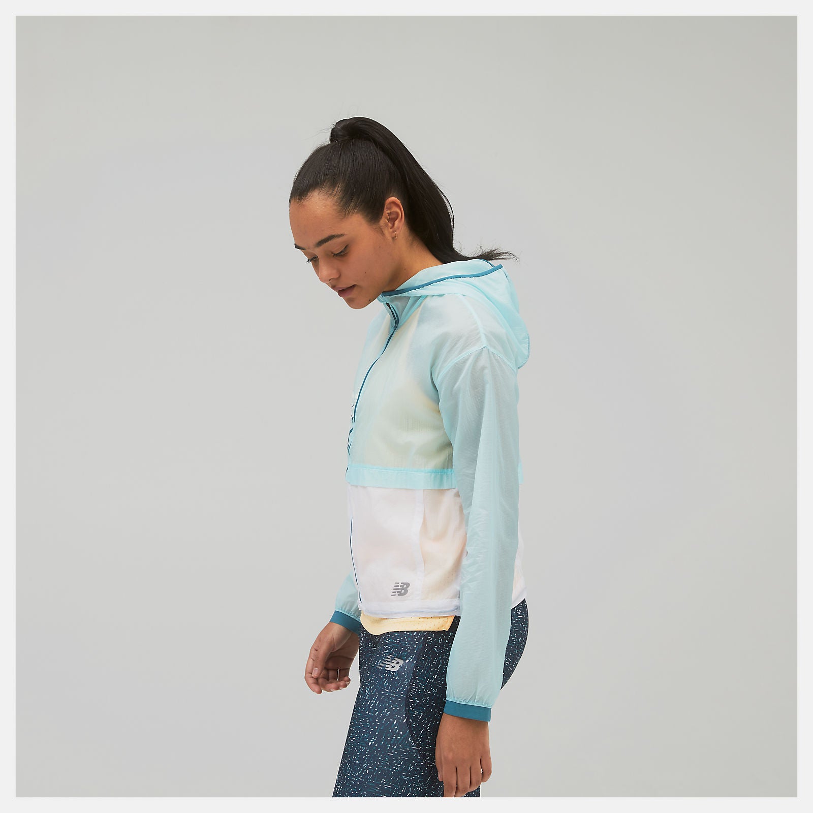 Pale Blue Printed Impact Run Light Pack Jacket New Balance Clothing