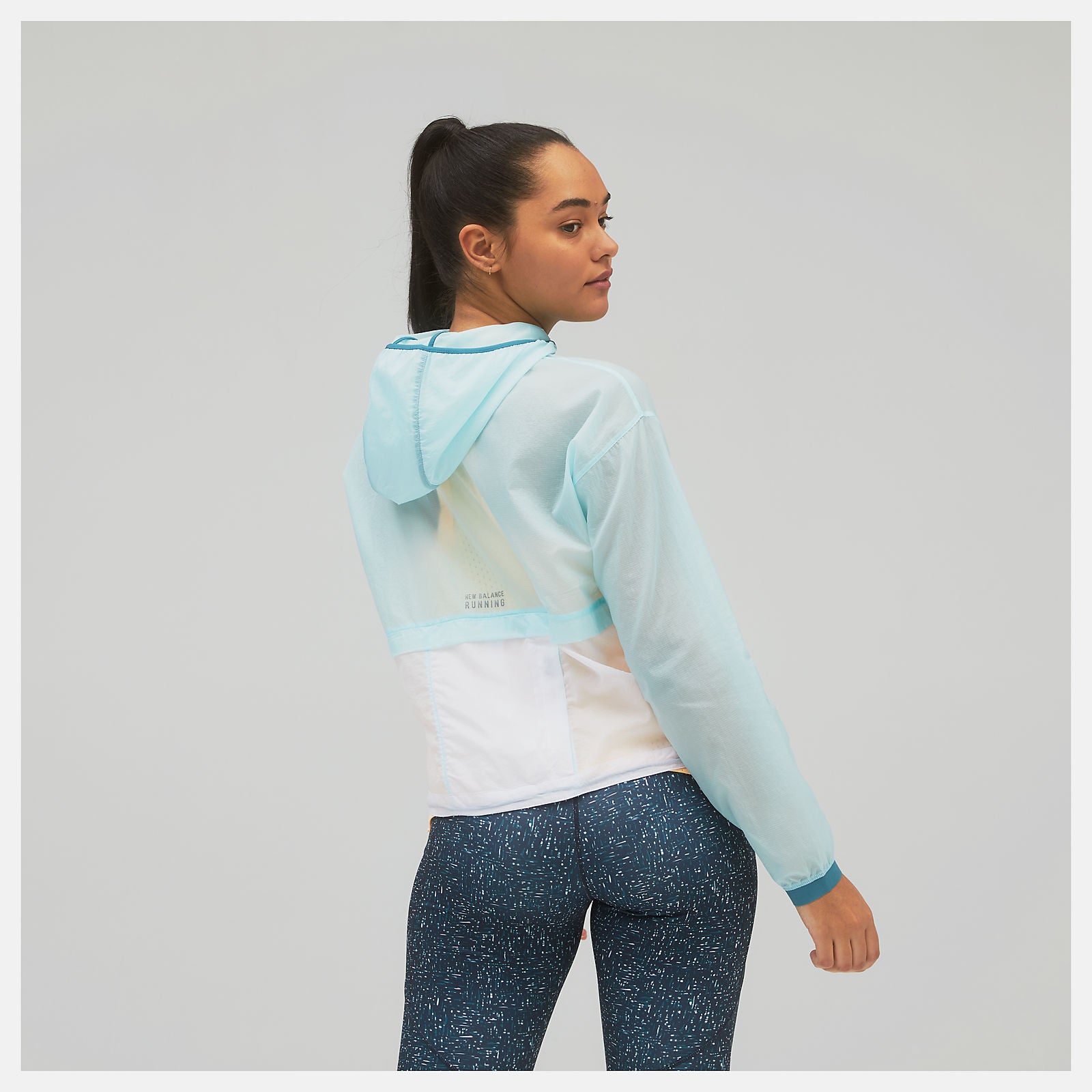 Pale Blue Printed Impact Run Light Pack Jacket New Balance Clothing