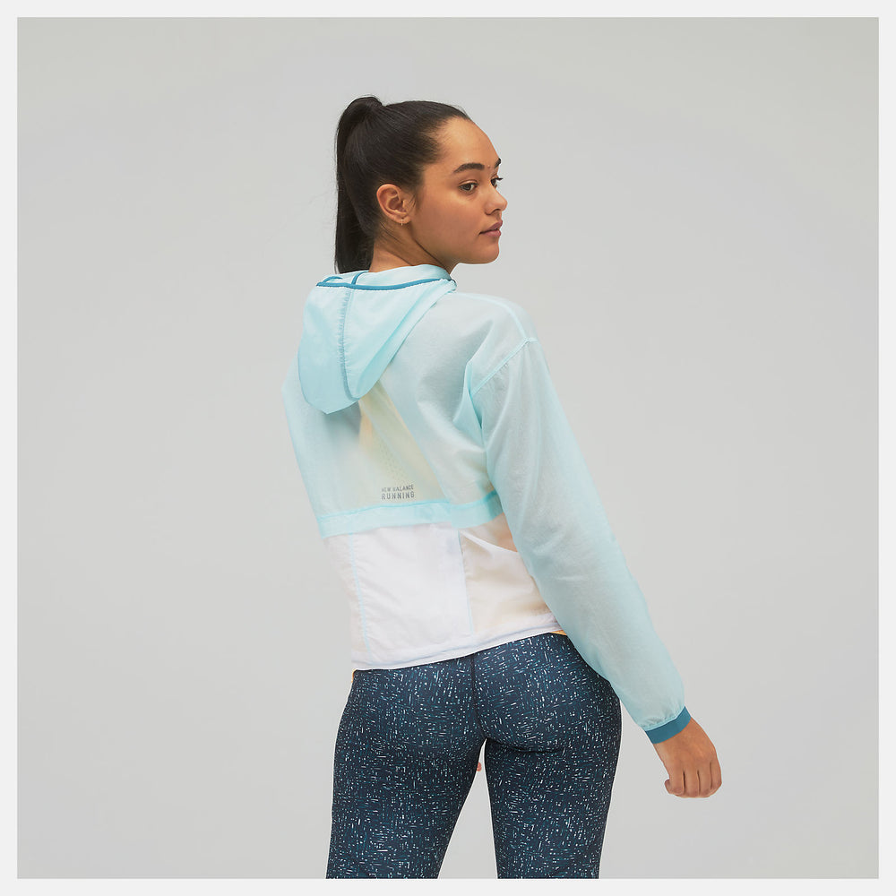 Pale Blue Printed Impact Run Light Pack Jacket New Balance Clothing