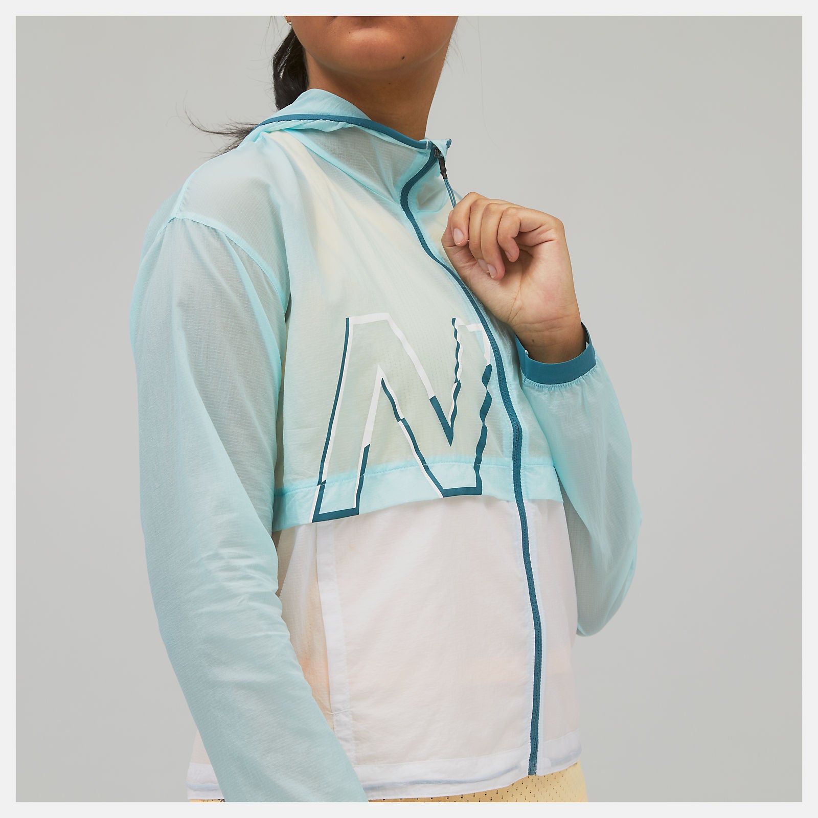 Pale Blue Printed Impact Run Light Pack Jacket New Balance Clothing