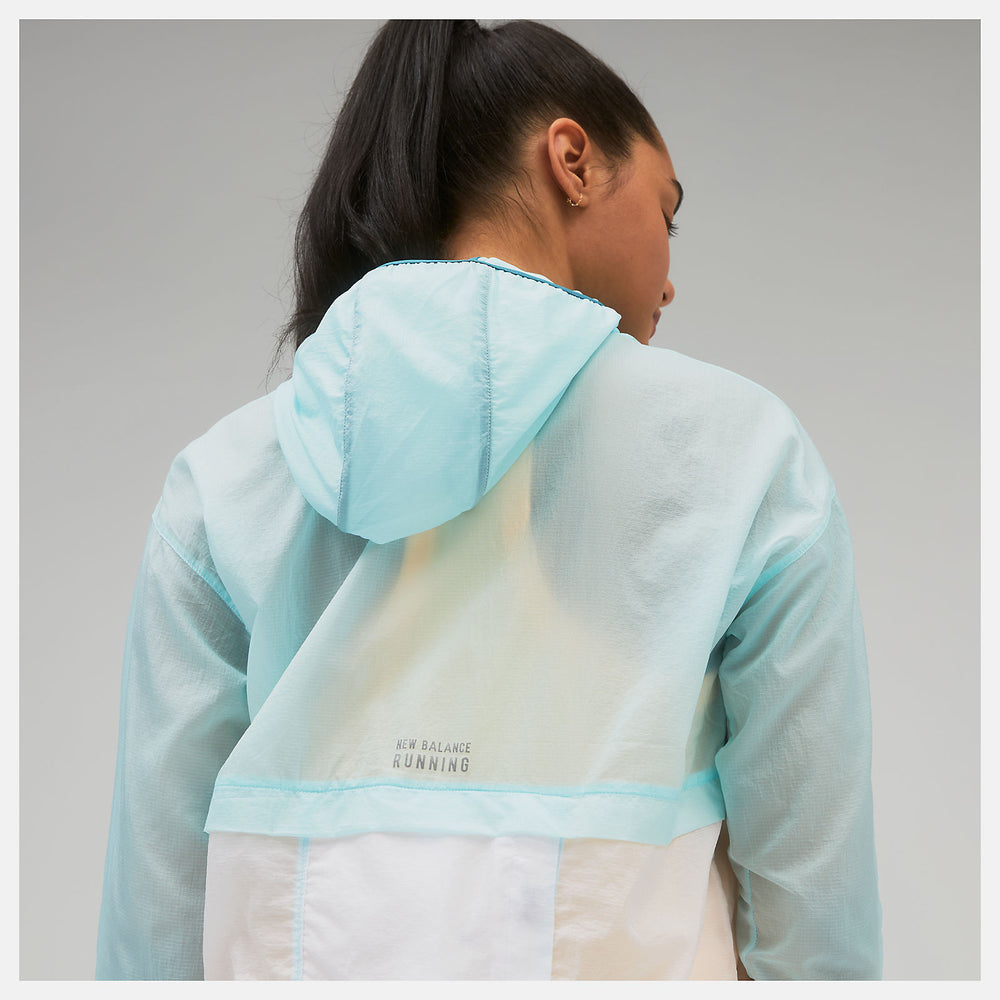 Pale Blue Printed Impact Run Light Pack Jacket New Balance Clothing
