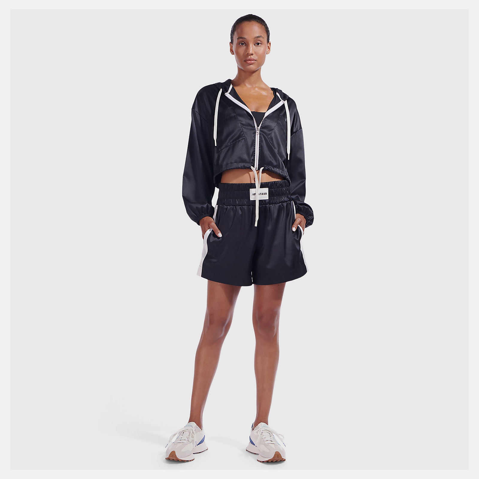 Black NB x Staud Hooded Jacket New Balance Clothing