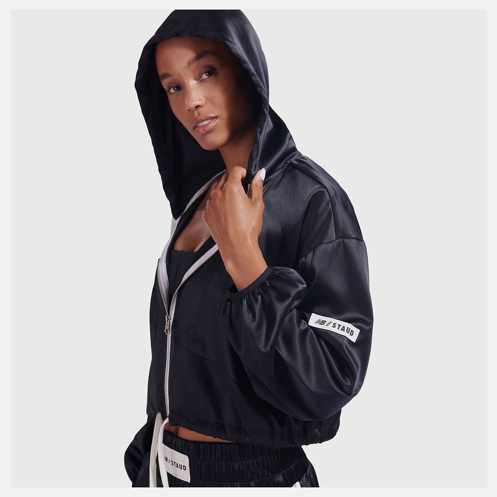 Black NB x Staud Hooded Jacket New Balance Clothing