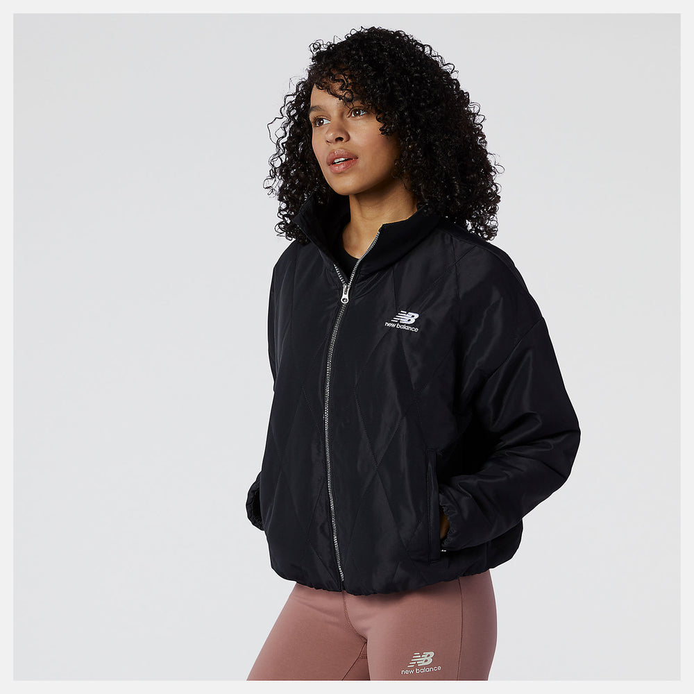 Black NB Athletics Argyle Quilted Jacket New Balance Clothing