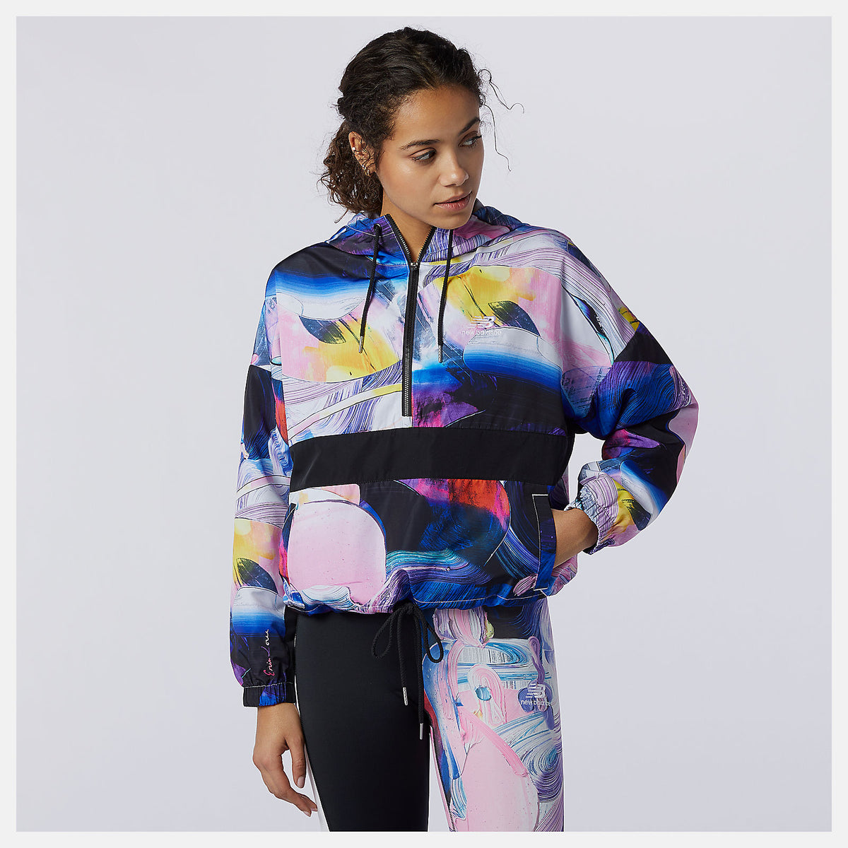 White Print NB Athletics Printed Anorak Jacket New Balance Clothing