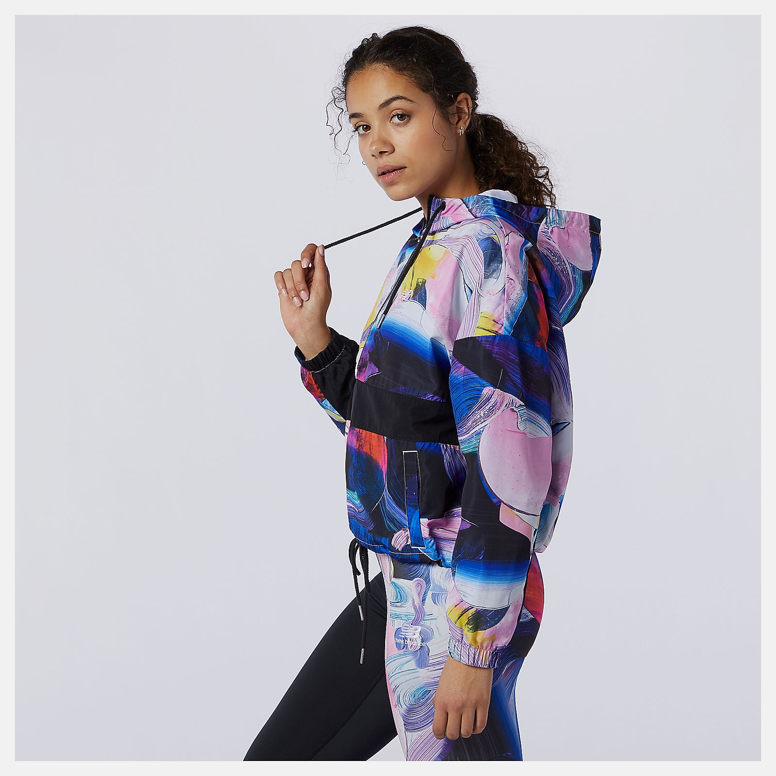 White Print NB Athletics Printed Anorak Jacket New Balance Clothing