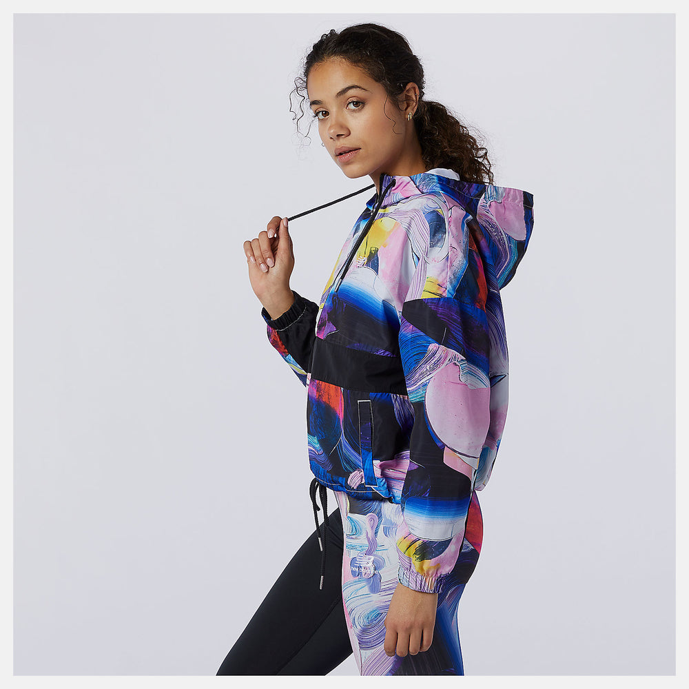 White Print NB Athletics Printed Anorak Jacket New Balance Clothing