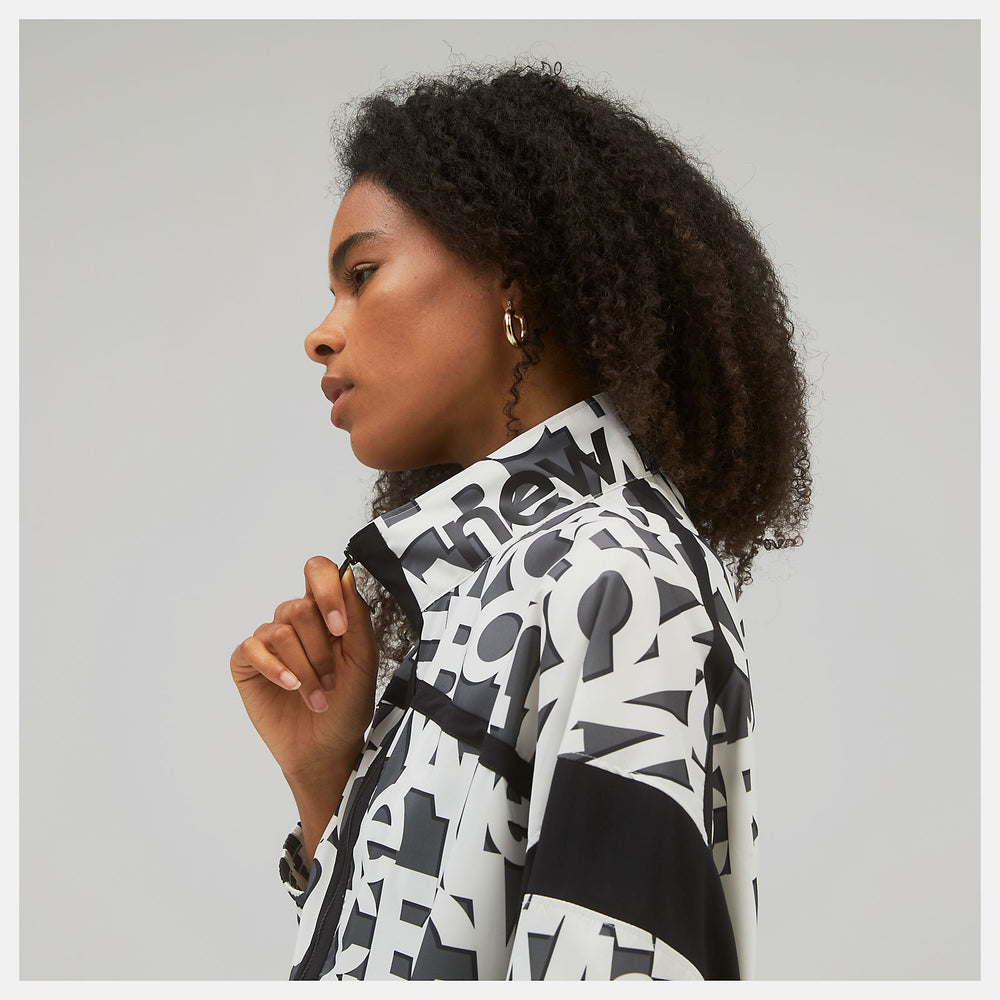 White Relentless Printed Woven Jacket New Balance Clothing