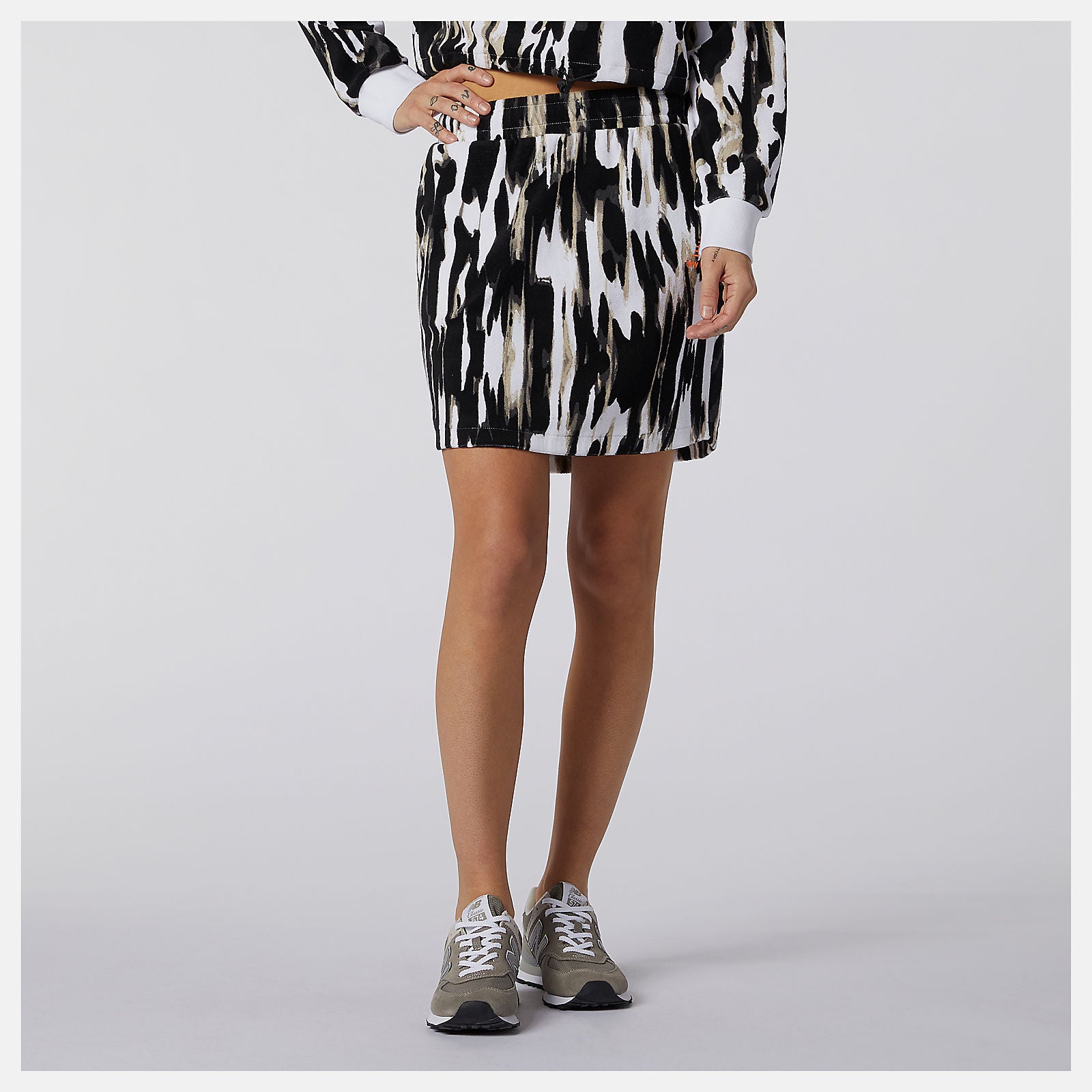 White NB Athletics Collide Printed Terry Skirt New Balance Clothing