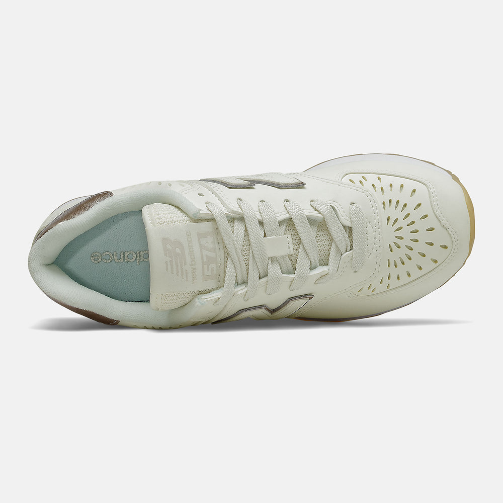 Sea Salt/Light Gold Metallic 574 New Balance Shoes