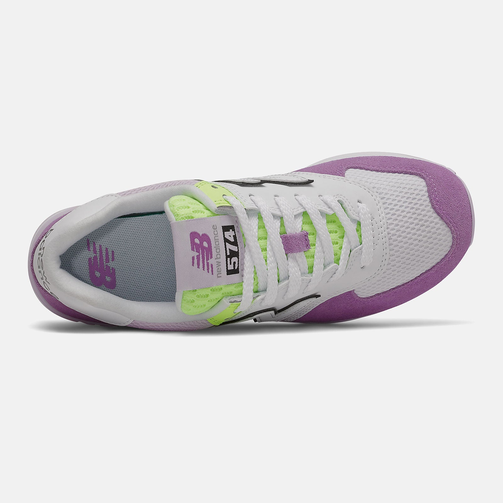 Purple/Bleached Lime Glo 574 New Balance Shoes
