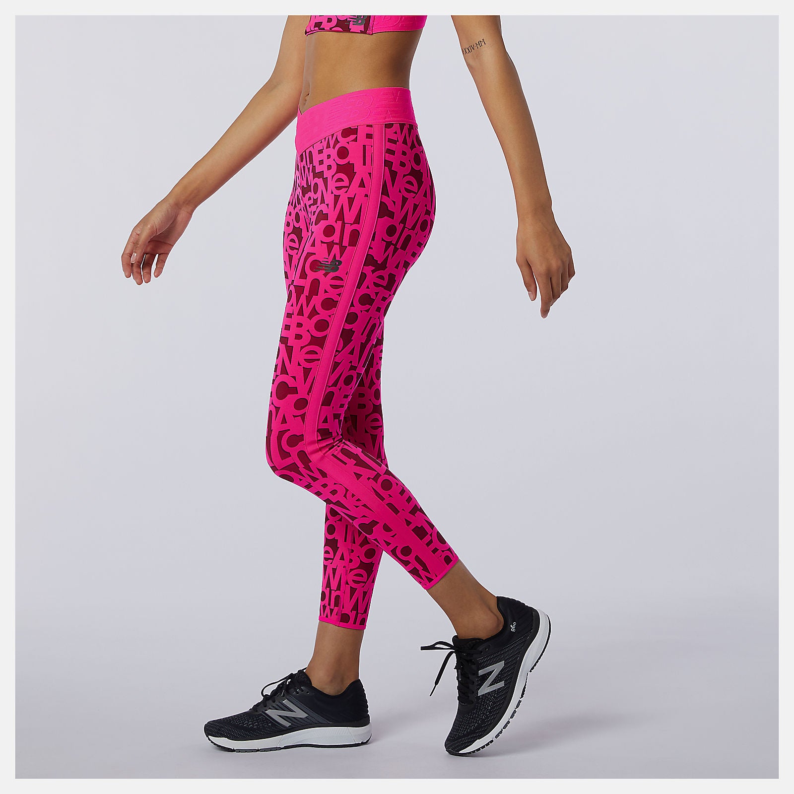 Pink Glo Relentless Printed High Rise 7/8 Tight New Balance Clothing