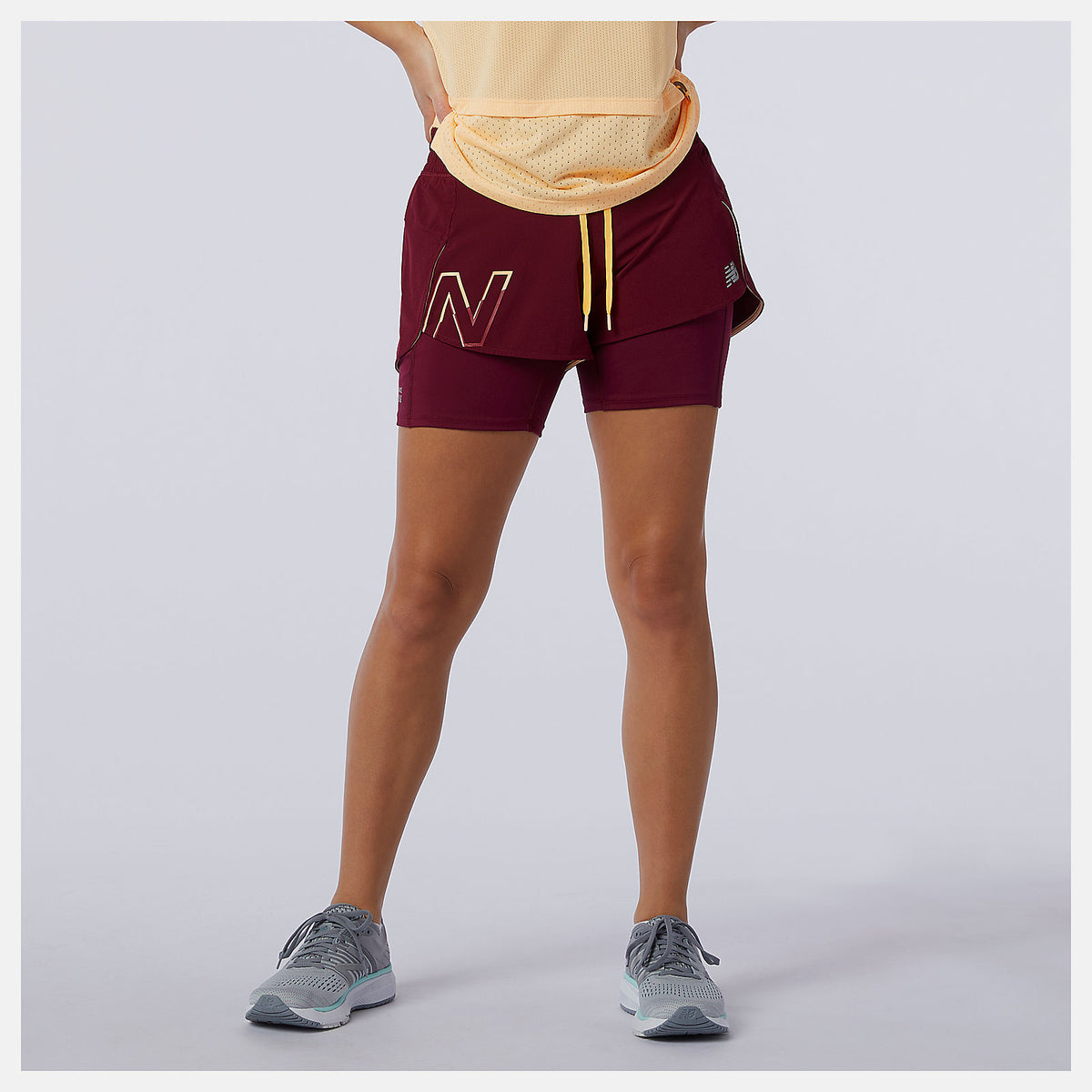 Garnet Printed Impact Run 2 In 1 Short New Balance Clothing