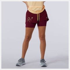 Garnet Printed Impact Run 2 In 1 Short New Balance Clothing