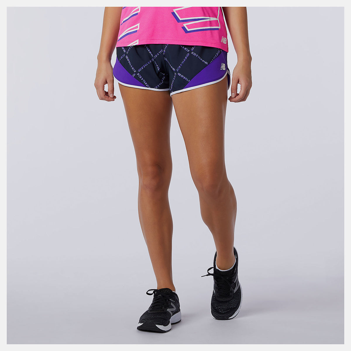 Deep Violet Printed Fast Flight Split Short New Balance Clothing