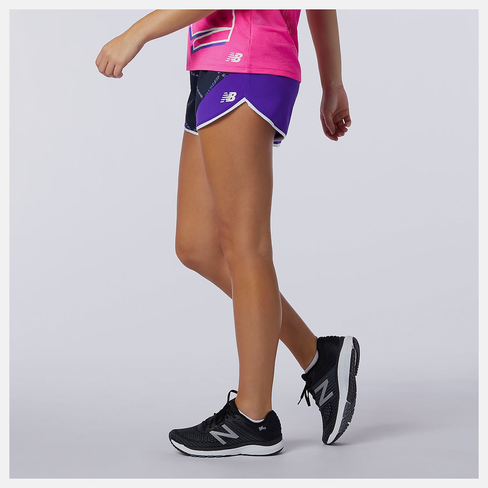 Deep Violet Printed Fast Flight Split Short New Balance Clothing