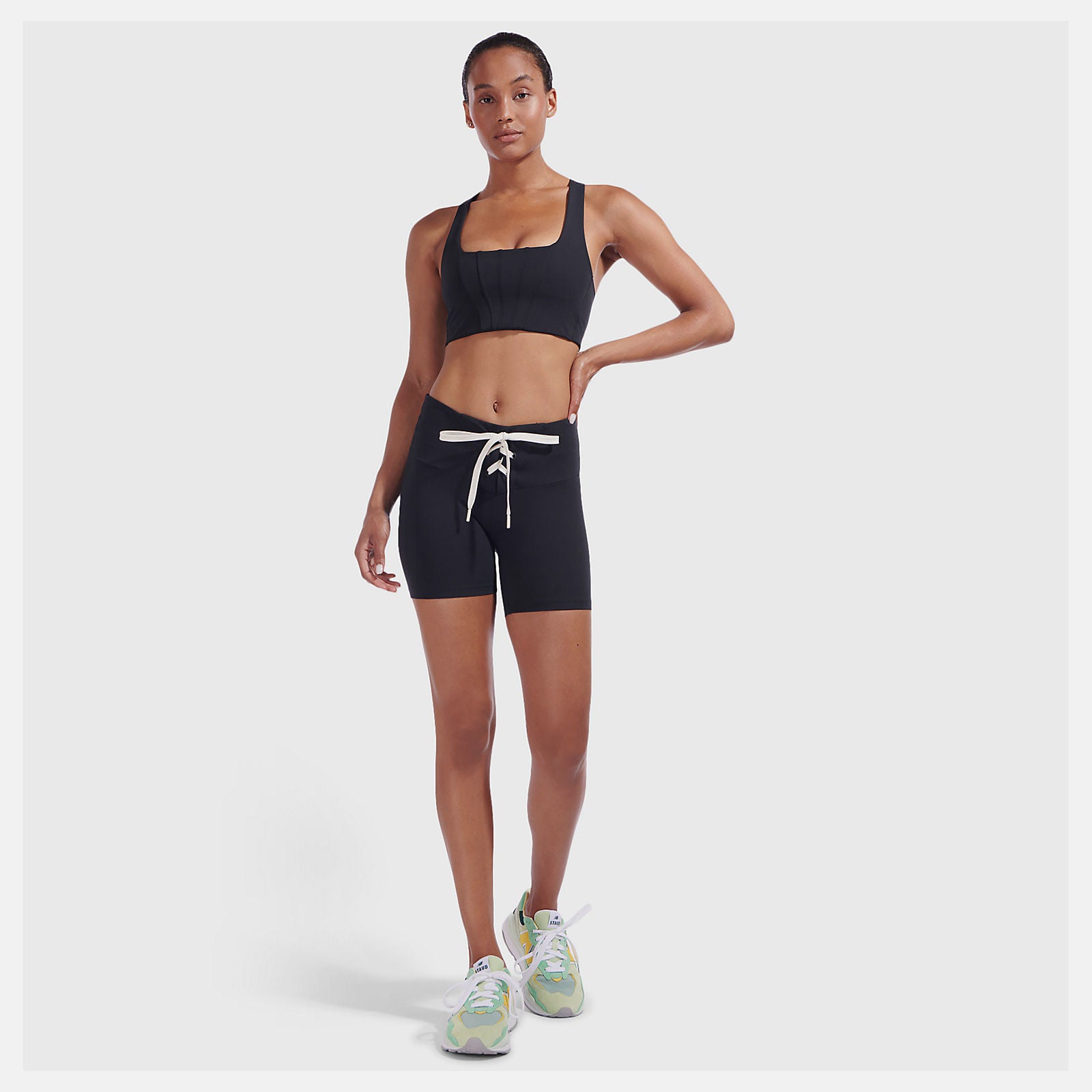 Black Staud Lace Up Fitted Short New Balance Clothing