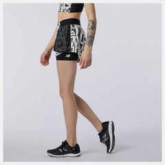 Black/White Relentless 2 In 1 Short Printed New Balance Clothing