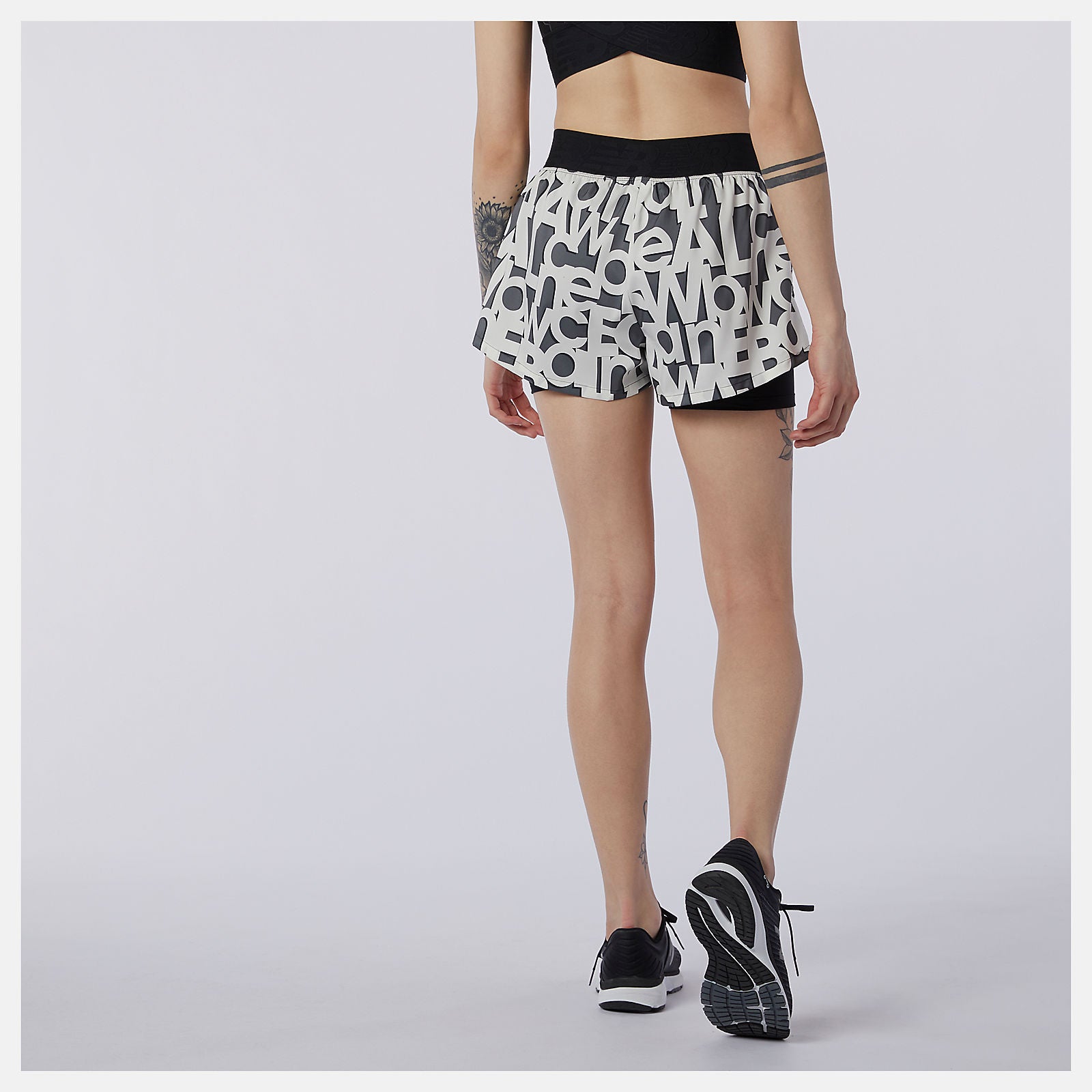 Black/White Relentless 2 In 1 Short Printed New Balance Clothing