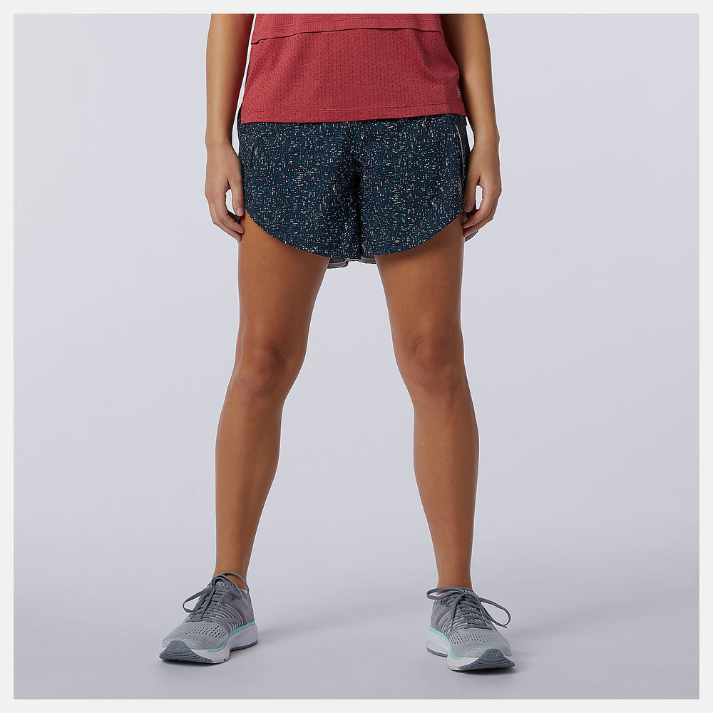 Teal Printed Impact Run 5 inch Short New Balance Clothing