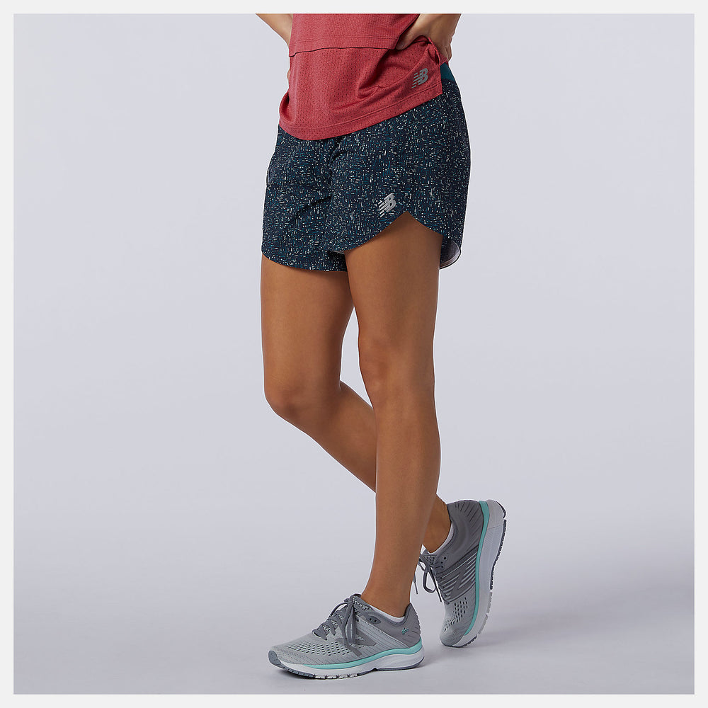 Teal Printed Impact Run 5 inch Short New Balance Clothing