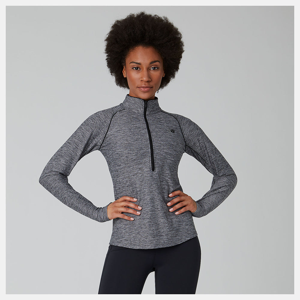 Black Heather Transform 1/2 Zip New Balance Clothing