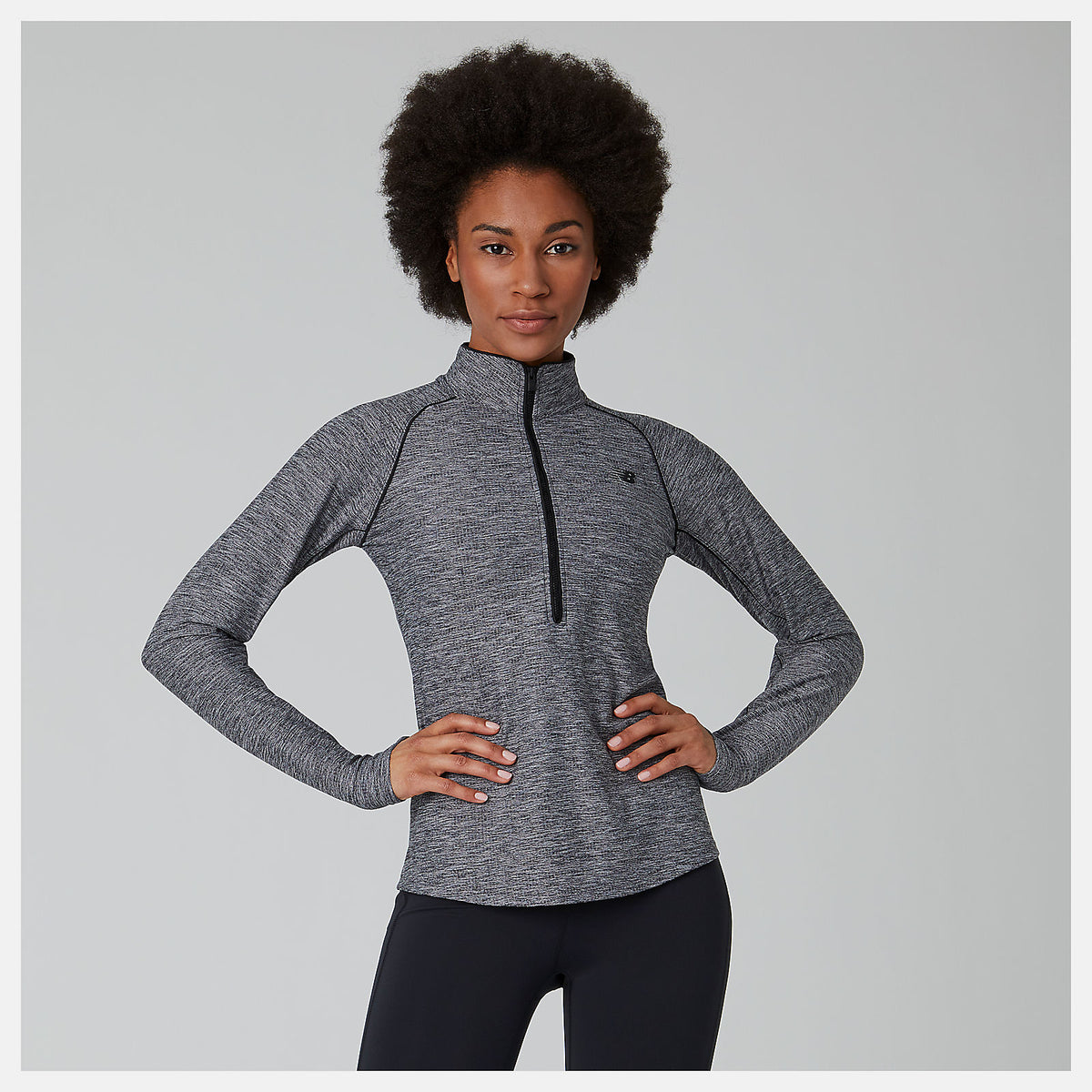 Black Heather Transform 1/2 Zip New Balance Clothing