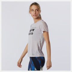 Logwood Heather Printed Impact Run Short Sleeve New Balance Clothing